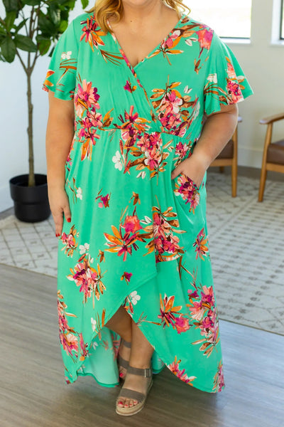 Hi Low Green Floral Dress