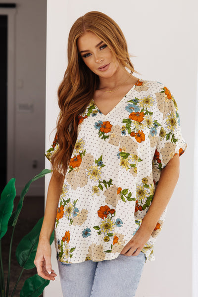 Sale! Floral V-Neck Blouse