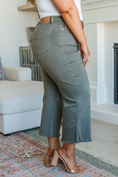 Judy Blue Olive Tummy Control Cropped Denim