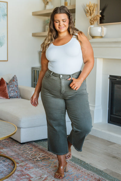 Judy Blue Olive Tummy Control Cropped Denim