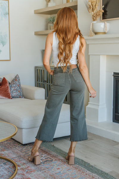 Judy Blue Olive Tummy Control Cropped Denim