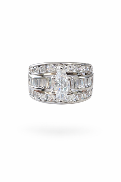 Victoria Marquise Cut Stacked Ring-Silver