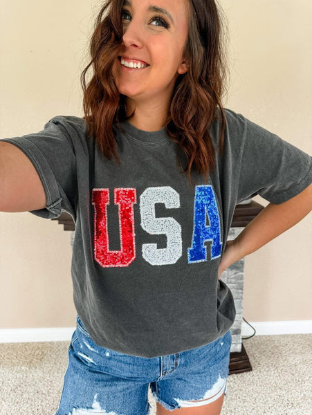 Preorder USA Sequin Tee