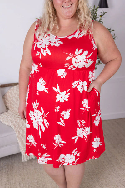 MM Red Floral Tank Dress