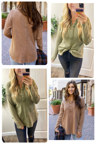 Sale! Mineral Wash Henley (Olive or Copper)