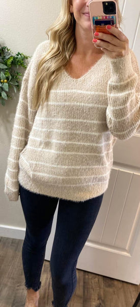 Green MM Cozy Stripe Sweater
