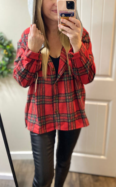 Brushed Plaid Hooded Jacket