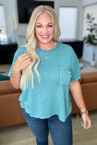 Mineral Wash Pocket Tee in Dusty Teal