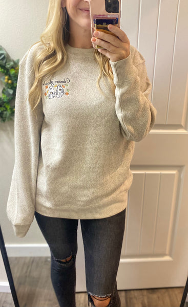 Embroidered Knit Ghost Sweater (With or W/O words)