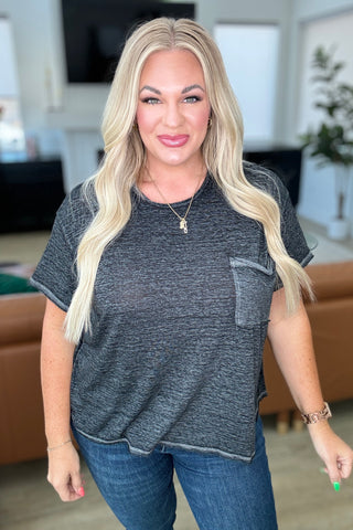 Mineral Wash Pocket Tee in Ash Black