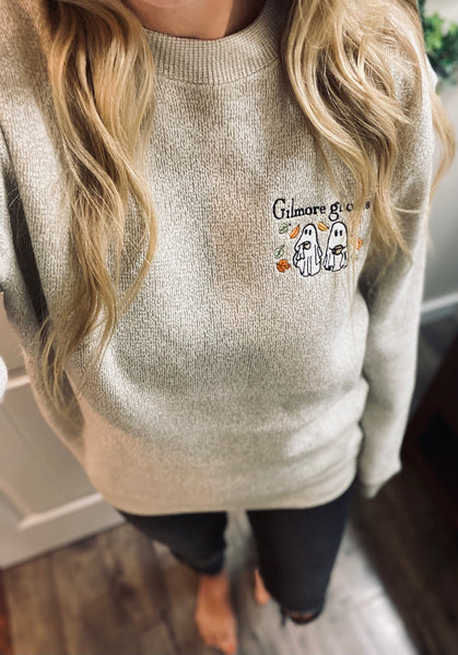 Embroidered Knit Ghost Sweater (With or W/O words)