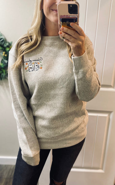 Embroidered Knit Ghost Sweater (With or W/O words)