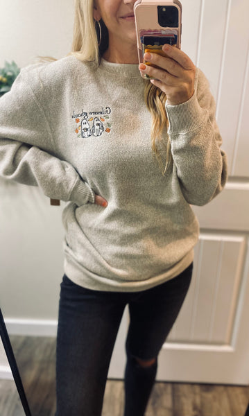 Embroidered Knit Ghost Sweater (With or W/O words)