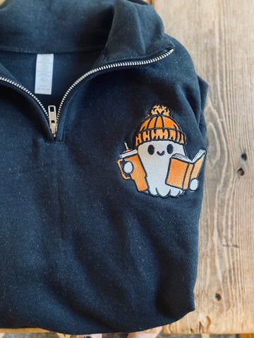 Embroidered Ghost 1/4 ZIp Pullover