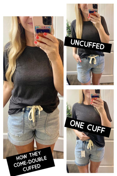 Judy Blue High Waist Cuff Denim Shorts (Small through XL)
