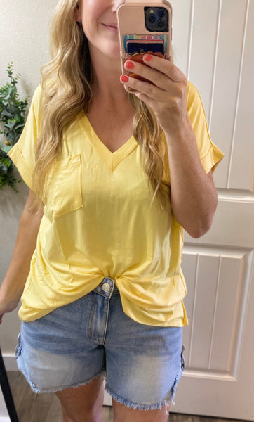 Boyfriend Rolled Sleeve Pocket Tee