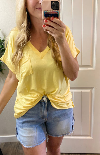 Boyfriend Rolled Sleeve Pocket Tee