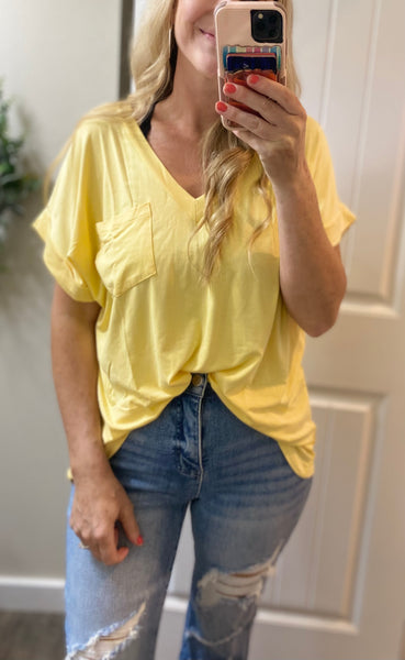 Boyfriend Rolled Sleeve Pocket Tee