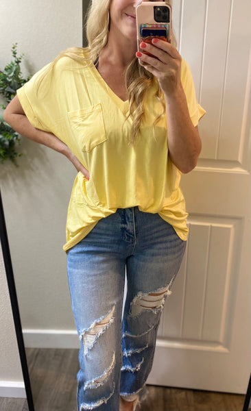 Boyfriend Rolled Sleeve Pocket Tee