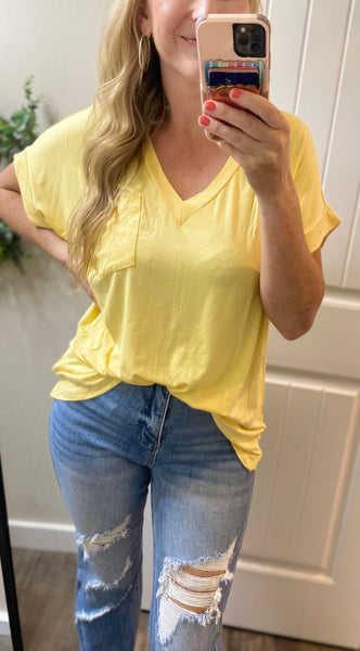 Boyfriend Rolled Sleeve Pocket Tee