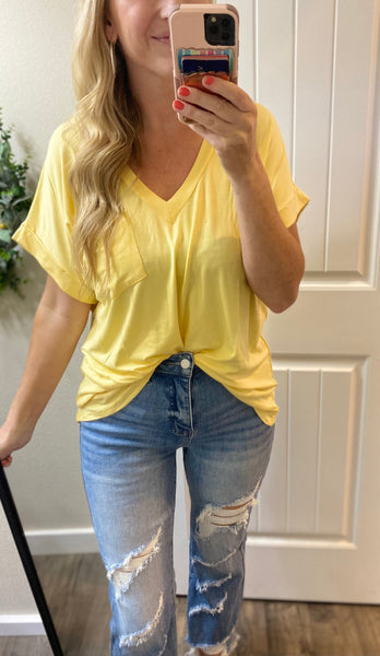 Boyfriend Rolled Sleeve Pocket Tee