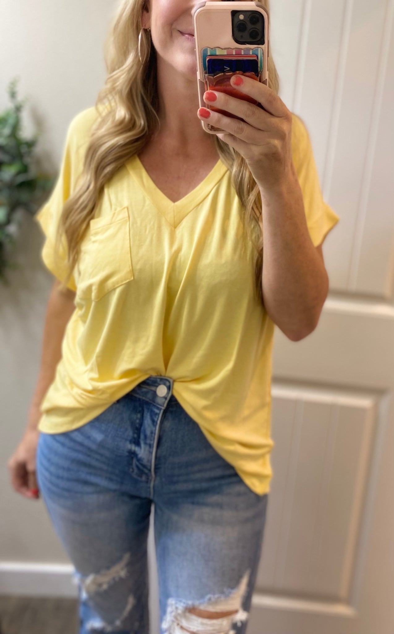 Boyfriend Rolled Sleeve Pocket Tee