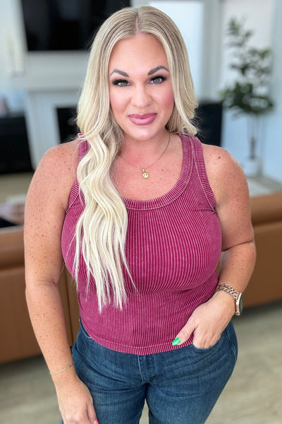 Reversible Ribbed Tank in Cabernet