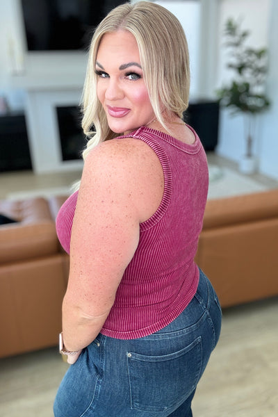 Reversible Ribbed Tank in Cabernet