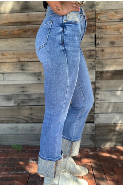SK Embroidered Seam Denim