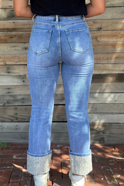 SK Embroidered Cuff Denim