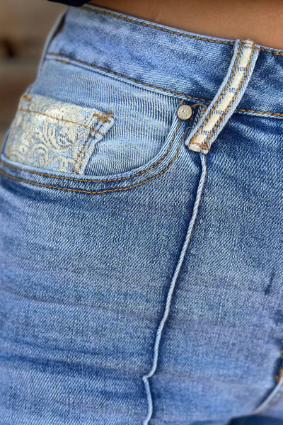 SK Embroidered Seam Denim