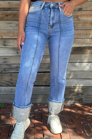 SK Embroidered Seam Denim