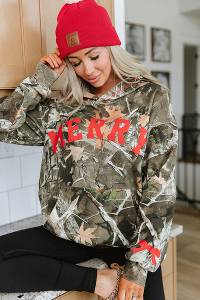 Preorder Holiday Ampersand Ave. Oversized Merry Camo Hoodie
