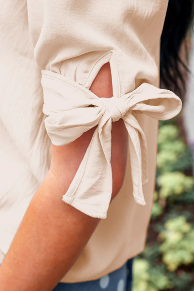Jess Lea Tie Sleeve Button-up Blouses