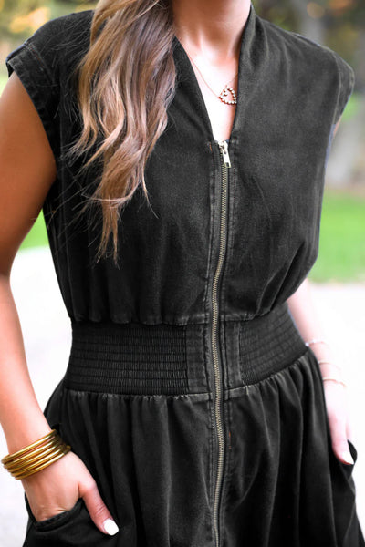 Jess Lea Denim Smocked Dresses (Black or Blue) *Preorder August