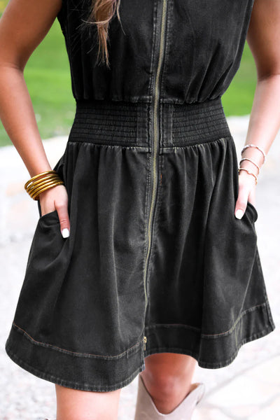Jess Lea Denim Smocked Dresses (Black or Blue) *Preorder August