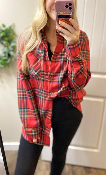 Oversized Plaid Button Up