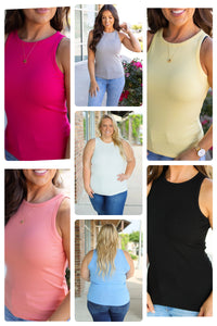 Restock High Neck Ribbed Tanks