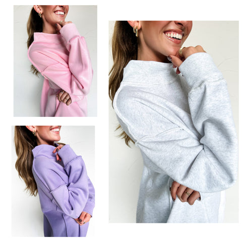 Mock Neck Fleece Pullovers