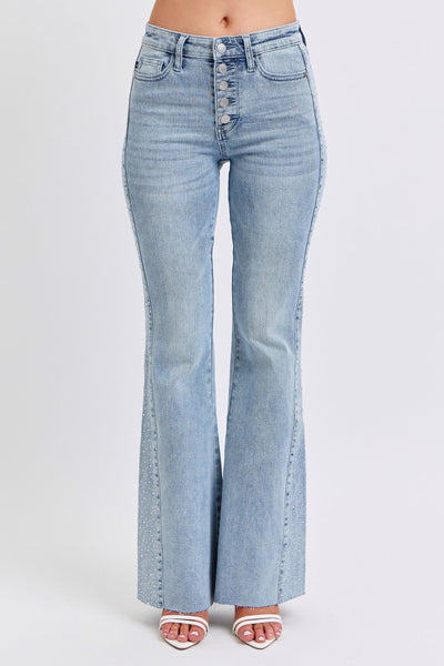 Judy Blue Lightwash Rhinestone Flare Denim