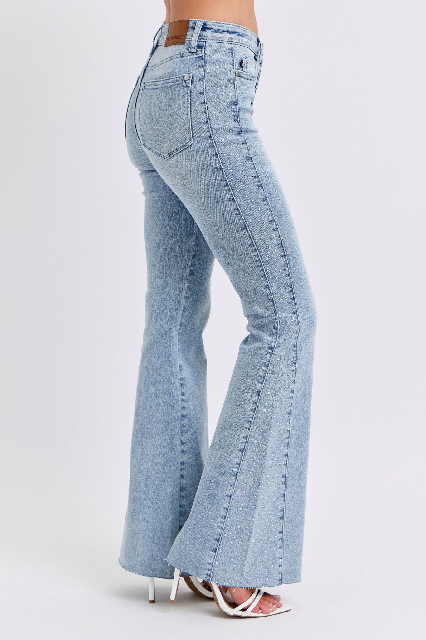 Judy Blue Lightwash Rhinestone Flare Denim