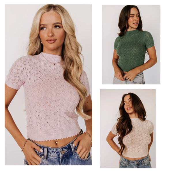 Soft Lace Short Sleeve Top