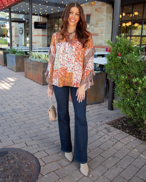 Sale! Patchwork Fall Ruffle Blouse
