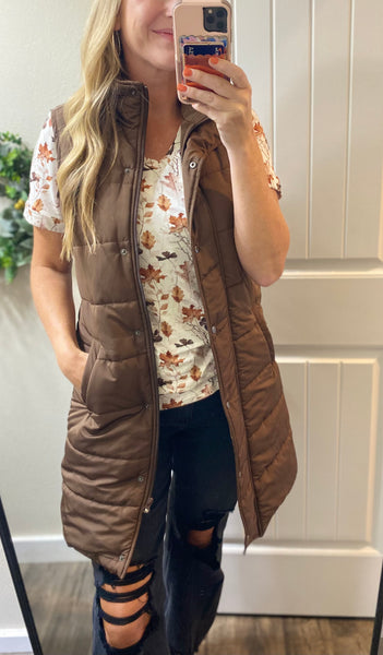 MM Fall Foilage Cuffed Vneck Top