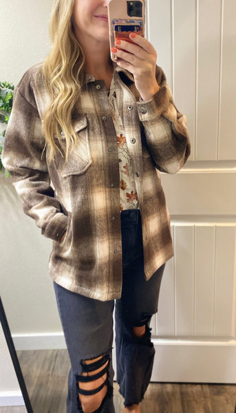 MM Brown Plaid Shacket