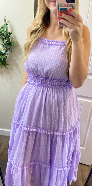 Swiss Dot Ruffle Square Neck Dress