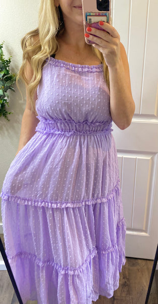 Swiss Dot Ruffle Square Neck Dress