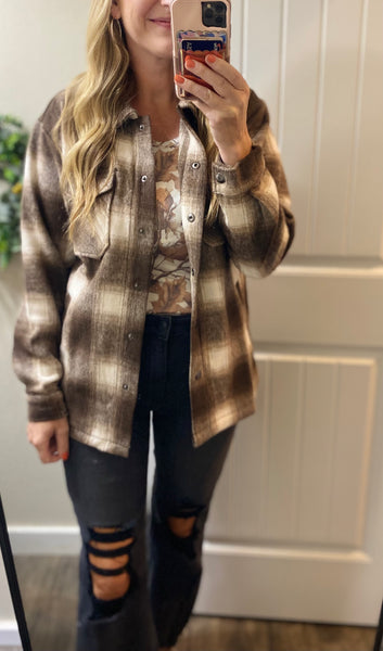 MM Brown Plaid Shacket