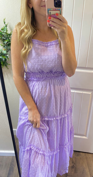 Swiss Dot Ruffle Square Neck Dress
