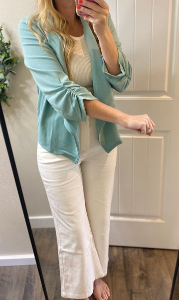 Mint Open-Front Slouch Blazer